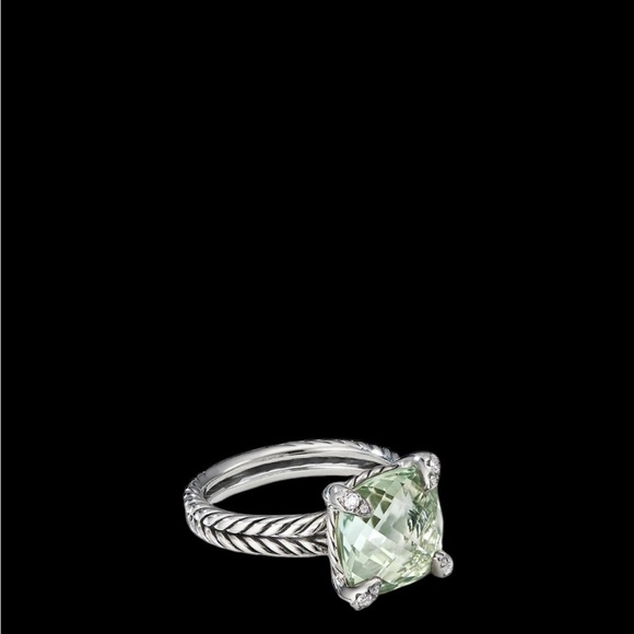 David Yurman Ring Prasiolite Silver with Pave Diamonds - Picture 3 of 13
